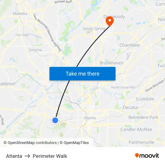 Atlanta to Perimeter Walk map