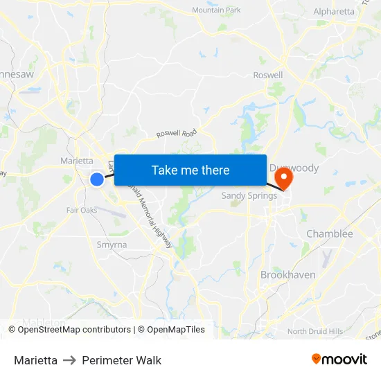 Marietta to Perimeter Walk map