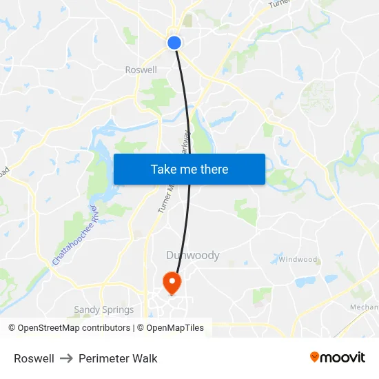 Roswell to Perimeter Walk map