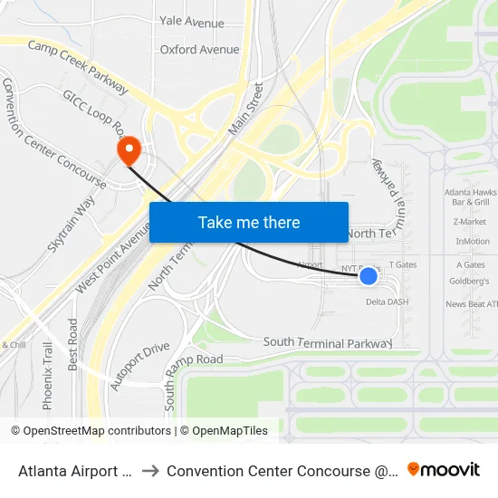 Atlanta Airport ATL to Convention Center Concourse @ 2020 map
