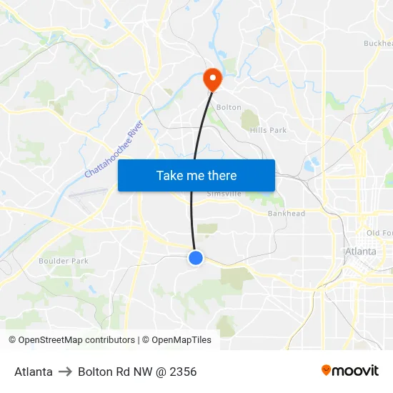 Atlanta to Bolton Rd NW @ 2356 map
