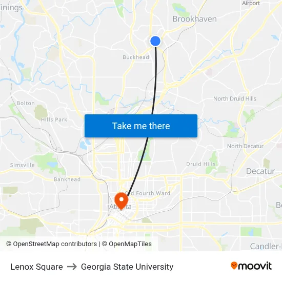 Lenox Square to Georgia State University map