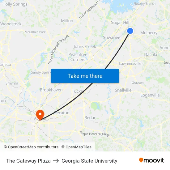 The Gateway Plaza to Georgia State University map