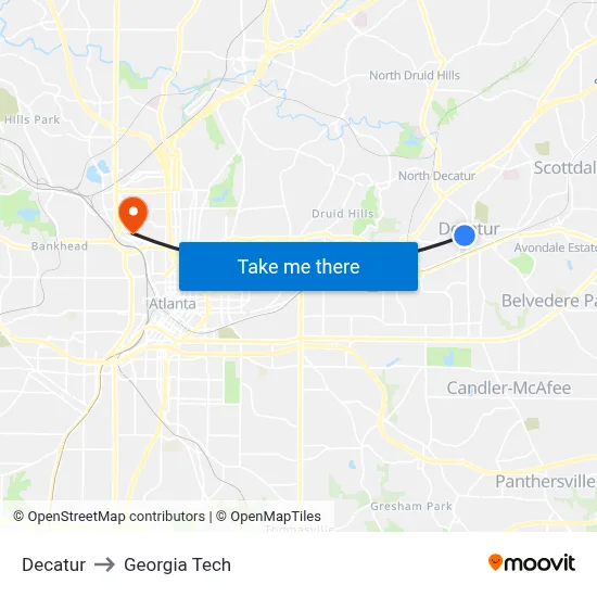 Decatur to Georgia Tech map