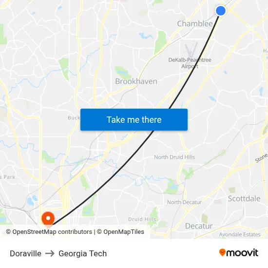 Doraville to Georgia Tech map