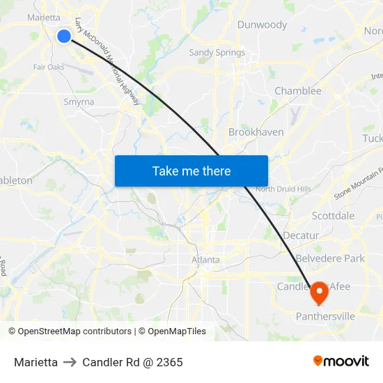Marietta to Candler Rd @ 2365 map