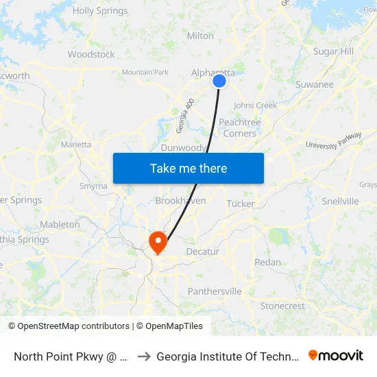 North Point Pkwy @ 4000 to Georgia Institute Of Technology map