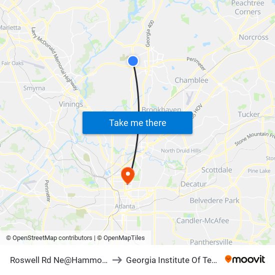 Roswell Rd Ne@Hammond Dr NE to Georgia Institute Of Technology map