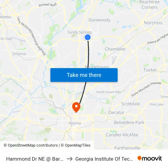 Hammond Dr NE @ Barfield Rd to Georgia Institute Of Technology map
