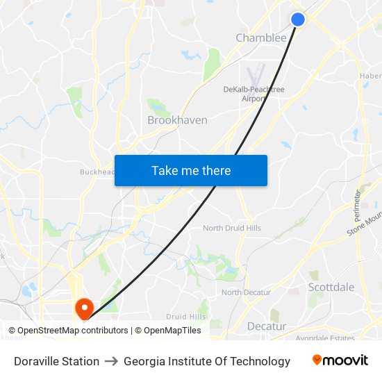Doraville Station to Georgia Institute Of Technology map
