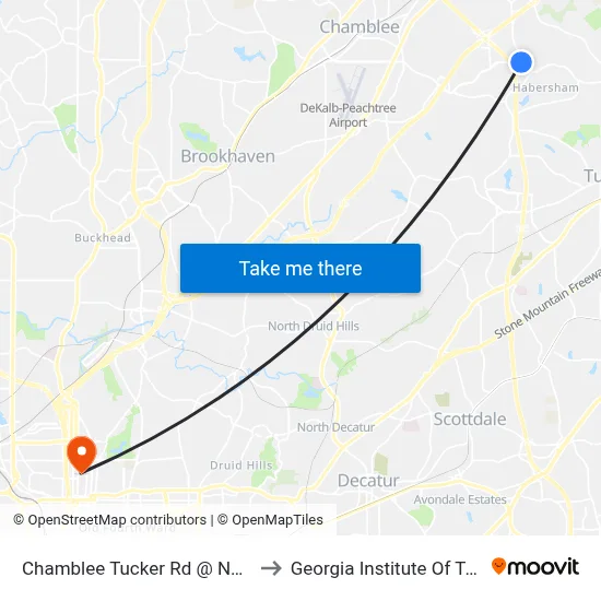 Chamblee Tucker Rd @ Northcrest Rd to Georgia Institute Of Technology map
