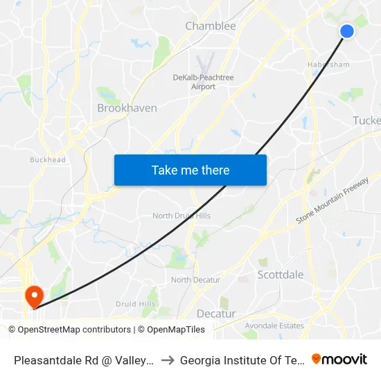 Pleasantdale Rd @ Valley Bluff Way to Georgia Institute Of Technology map
