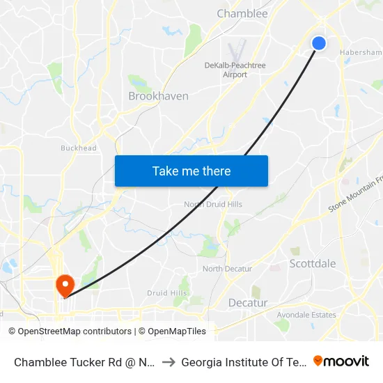 Chamblee Tucker Rd @ N Embry Cir to Georgia Institute Of Technology map