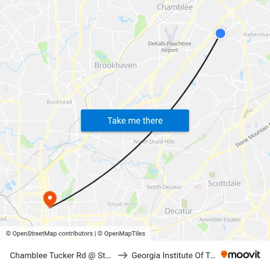 Chamblee Tucker Rd @ Stantondale Dr to Georgia Institute Of Technology map