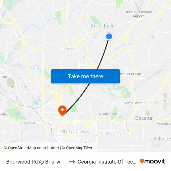 Briarwood Rd @ Briarwood Hills to Georgia Institute Of Technology map