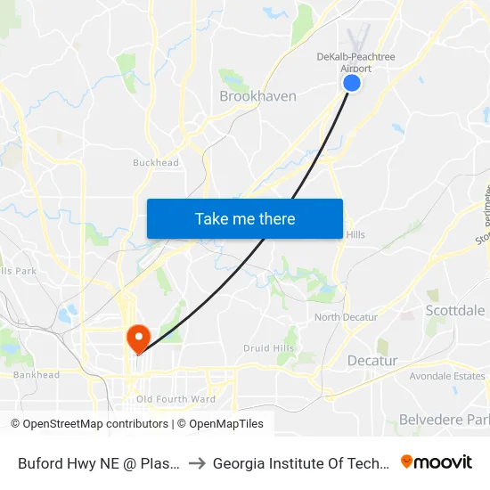Buford Hwy NE @ Plaster Rd to Georgia Institute Of Technology map