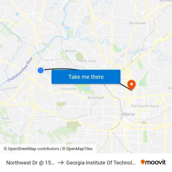 Northwest Dr @ 1514 to Georgia Institute Of Technology map