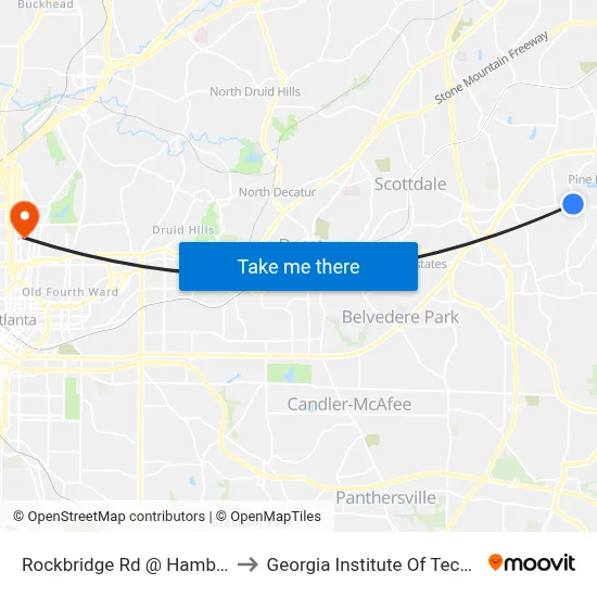 Rockbridge Rd @ Hambrick Rd to Georgia Institute Of Technology map