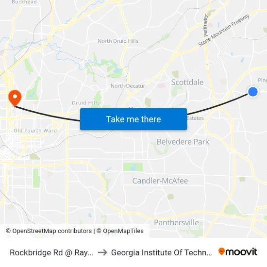 Rockbridge Rd @ Rays Rd to Georgia Institute Of Technology map