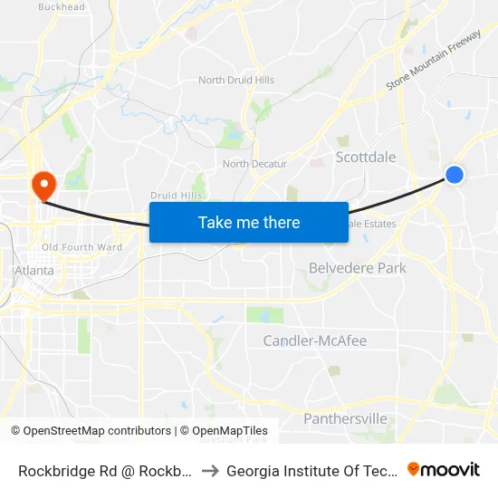 Rockbridge Rd @ Rockbridge Trl to Georgia Institute Of Technology map