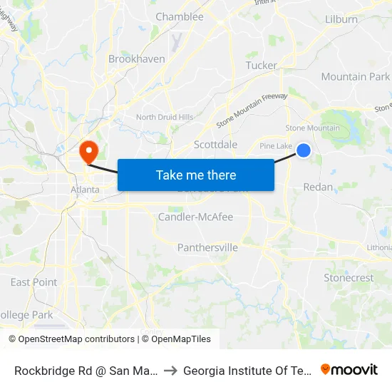 Rockbridge Rd @ San Marcos Way to Georgia Institute Of Technology map