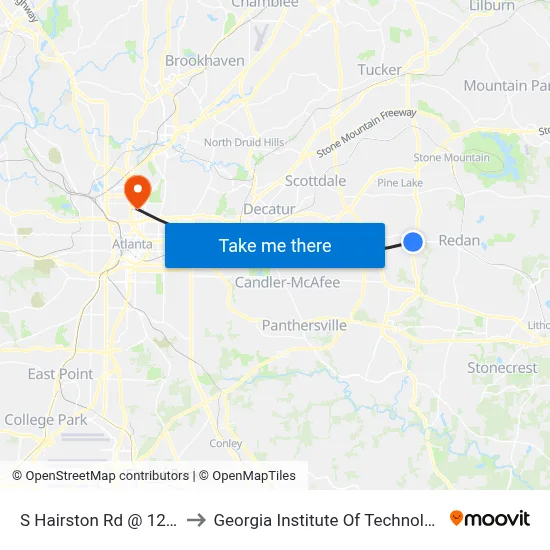 S Hairston Rd @ 1235 to Georgia Institute Of Technology map