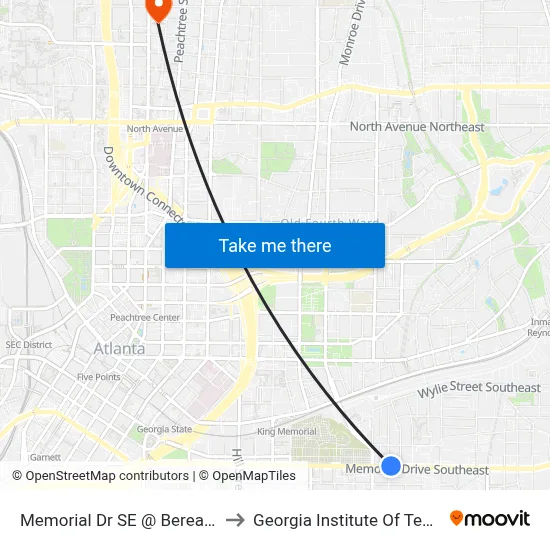 Memorial Dr SE @ Berean Ave SE to Georgia Institute Of Technology map
