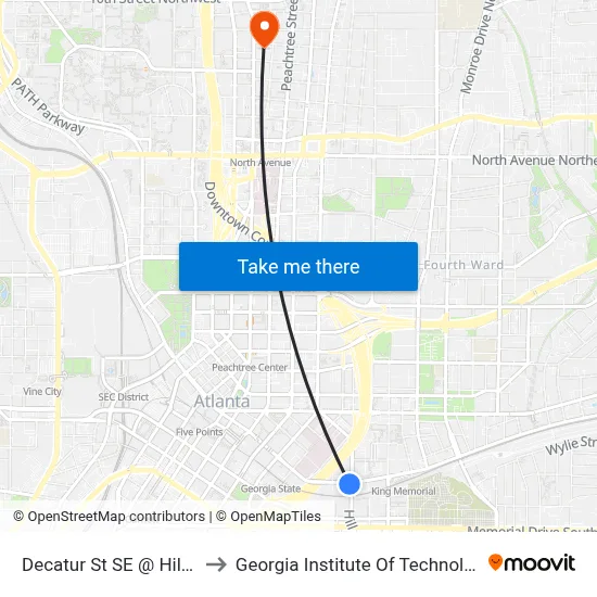 Decatur St SE @ Hill St to Georgia Institute Of Technology map