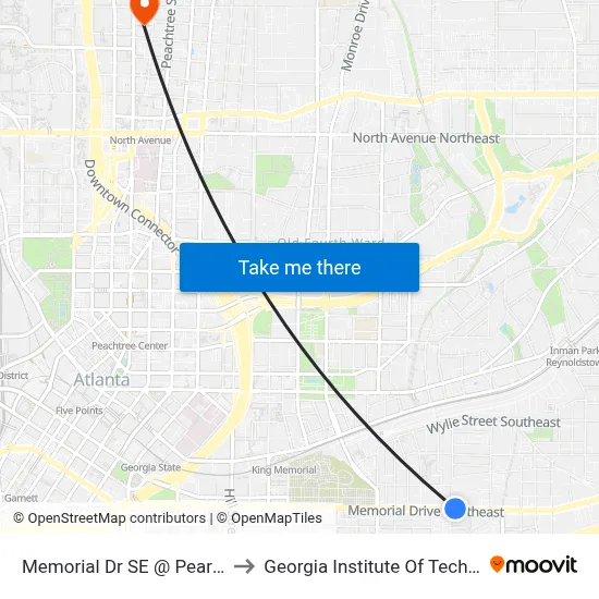 Memorial Dr SE @ Pearl St SE to Georgia Institute Of Technology map