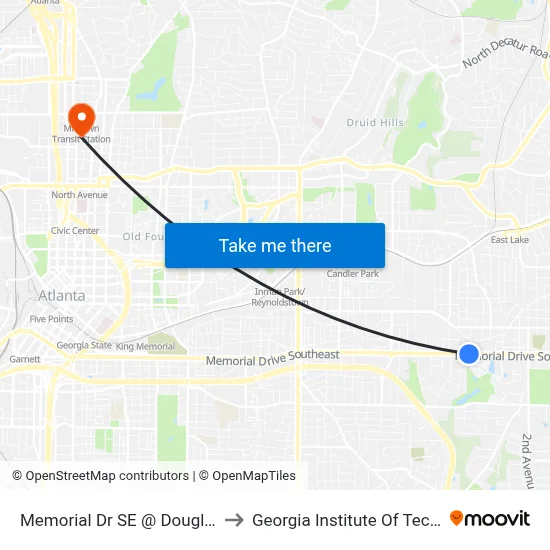 Memorial Dr SE @ Douglas St SE to Georgia Institute Of Technology map