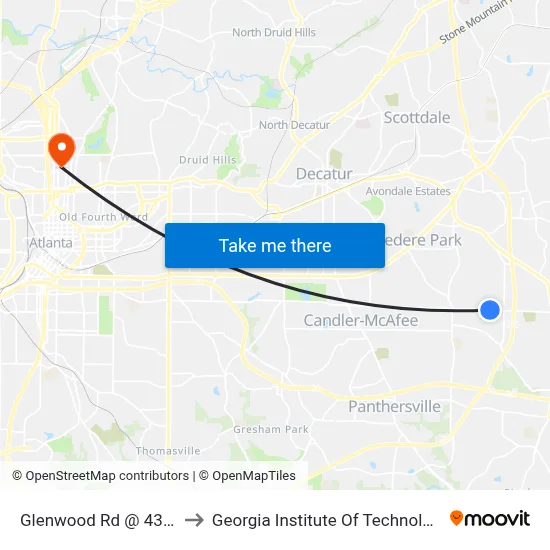Glenwood Rd @ 4371 to Georgia Institute Of Technology map