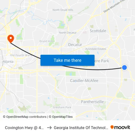 Covington Hwy @ 4319 to Georgia Institute Of Technology map
