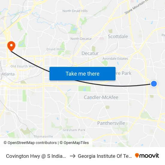 Covington Hwy @ S Indian Creek Dr to Georgia Institute Of Technology map