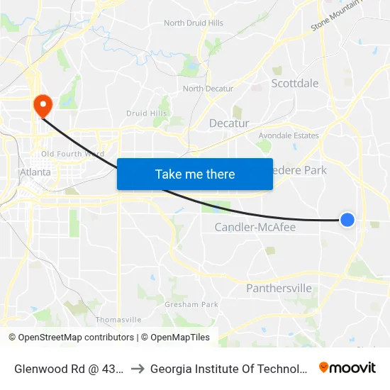 Glenwood Rd @ 4371 to Georgia Institute Of Technology map