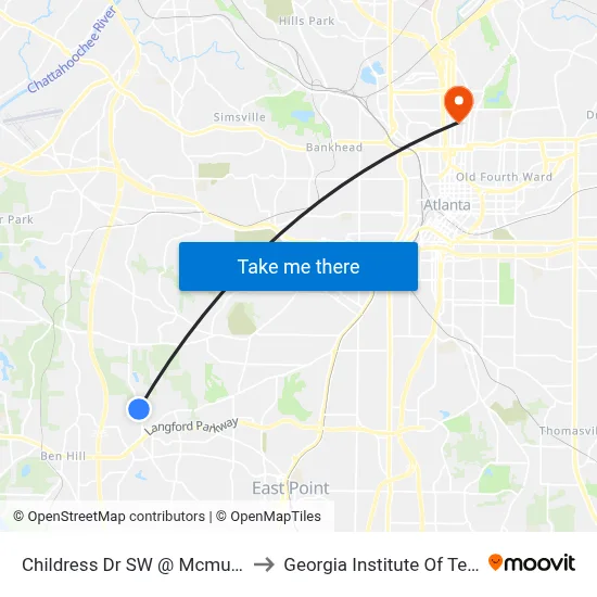 Childress Dr SW @ Mcmurray Dr SW to Georgia Institute Of Technology map