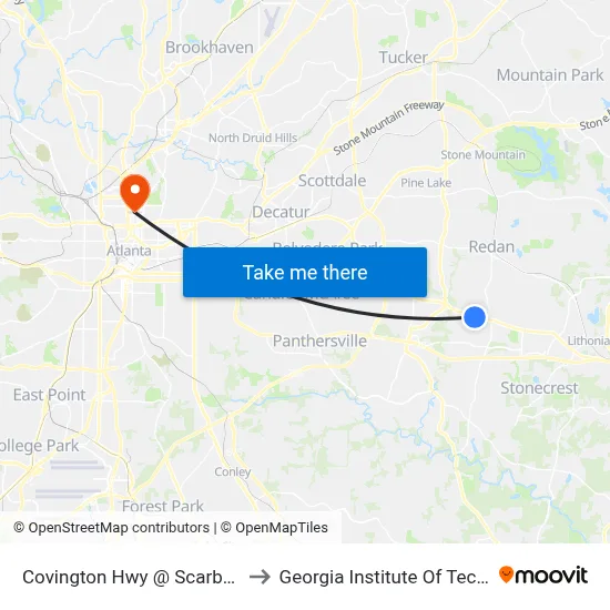 Covington Hwy @ Scarbrough Dr to Georgia Institute Of Technology map