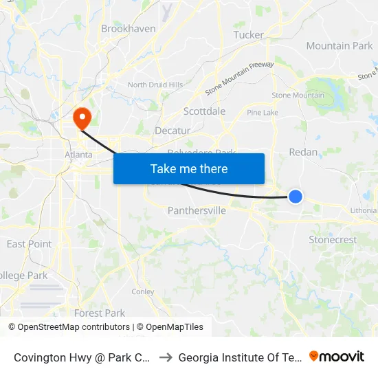 Covington Hwy @ Park Central Blvd to Georgia Institute Of Technology map