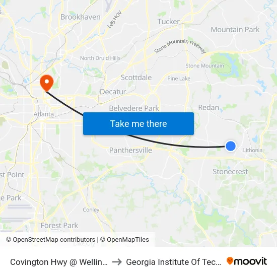Covington Hwy @ Wellington Cir to Georgia Institute Of Technology map