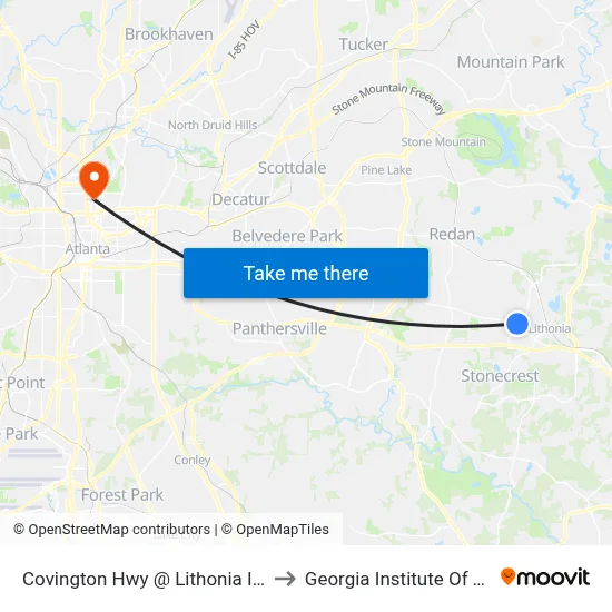 Covington Hwy @ Lithonia Industrial Blvd to Georgia Institute Of Technology map