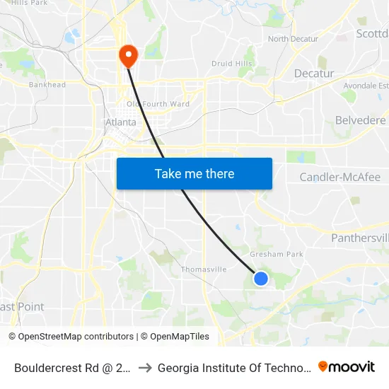 Bouldercrest Rd @ 2151 to Georgia Institute Of Technology map