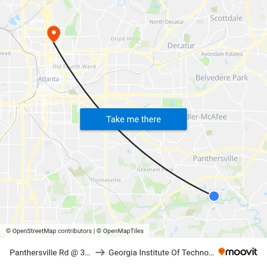 Panthersville Rd @ 3303 to Georgia Institute Of Technology map