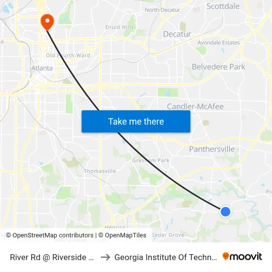 River Rd @ Riverside Pkwy to Georgia Institute Of Technology map