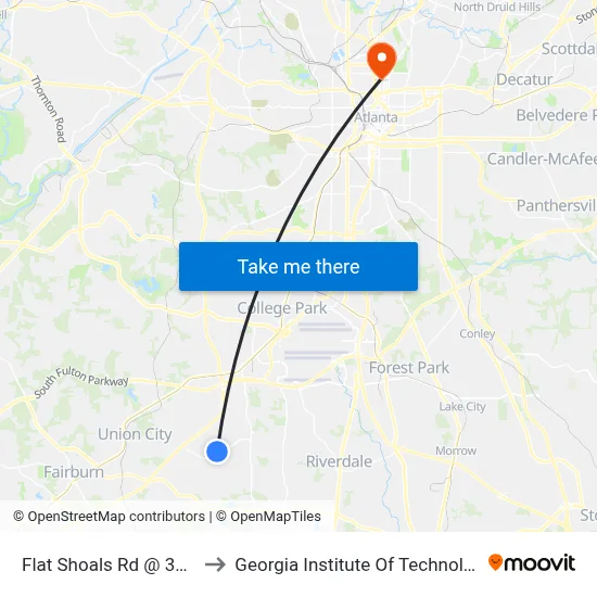 Flat Shoals Rd @ 3060 to Georgia Institute Of Technology map
