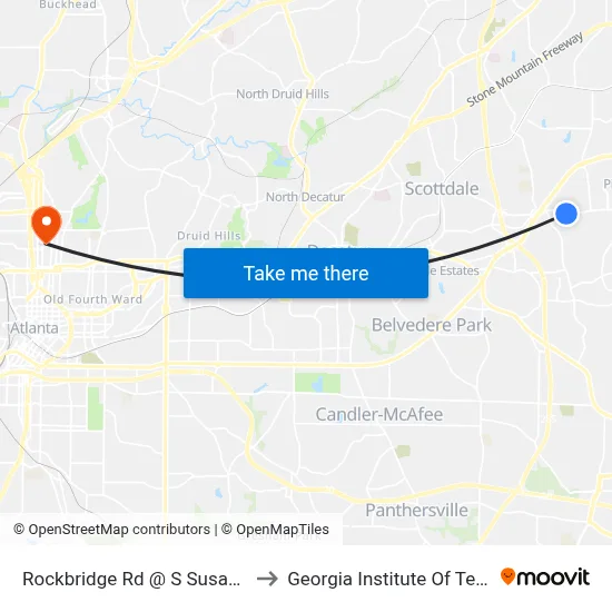 Rockbridge Rd @ S Susan Creek Dr to Georgia Institute Of Technology map