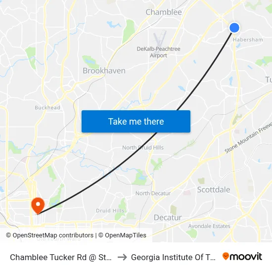 Chamblee Tucker Rd @ Stonecrest Ct to Georgia Institute Of Technology map