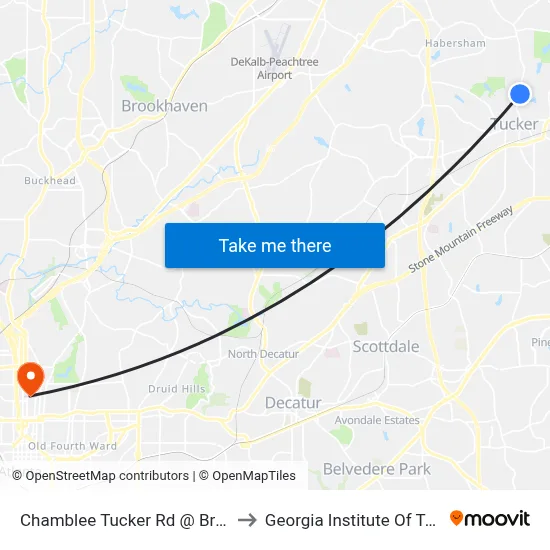Chamblee Tucker Rd @ Britts Gate Ln to Georgia Institute Of Technology map