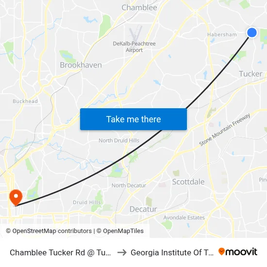 Chamblee Tucker Rd @ Tucker Norcros to Georgia Institute Of Technology map