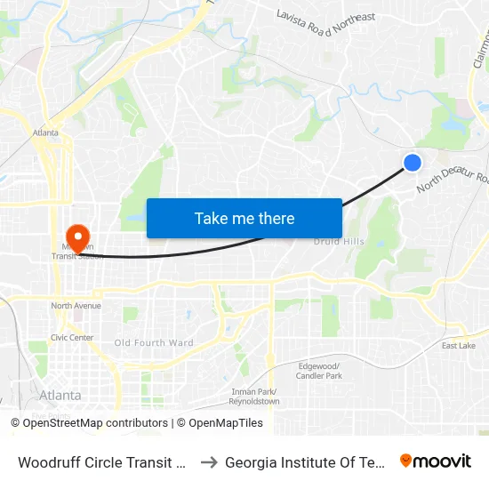 Woodruff Circle Transit Hub (Wc) to Georgia Institute Of Technology map