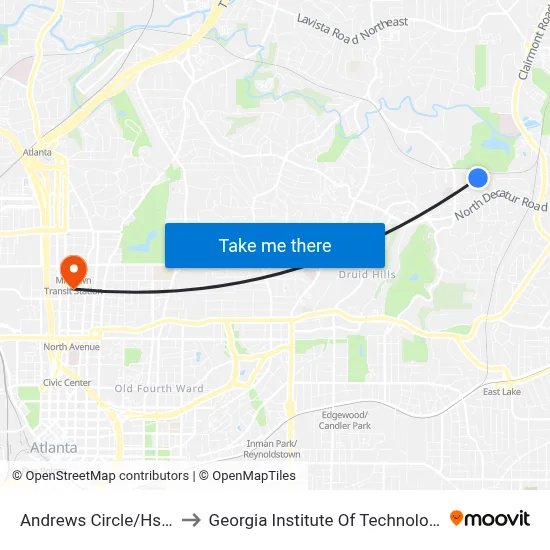 Andrews Circle/Hsrb to Georgia Institute Of Technology map