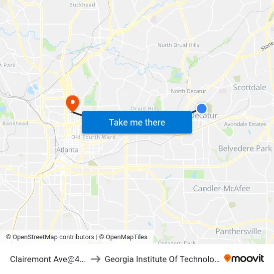 Clairemont Ave@441 to Georgia Institute Of Technology map